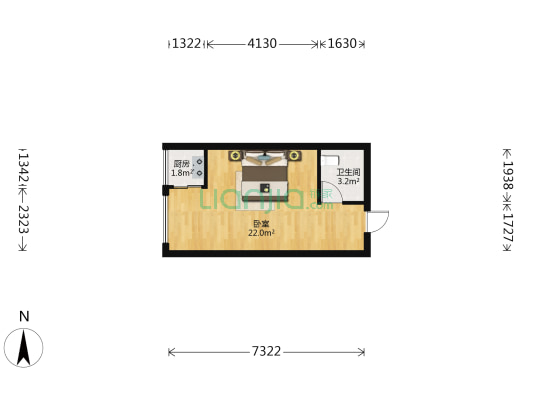 金雀大厦 1室0厅1卫 41平方
