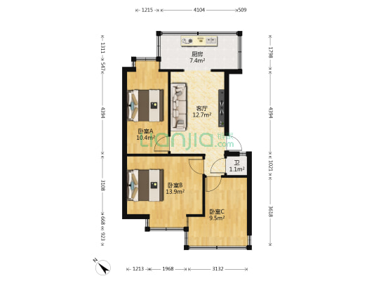 云南省林业运输总公司昆明分公司林园住宅小区 3室1厅1卫 49平方