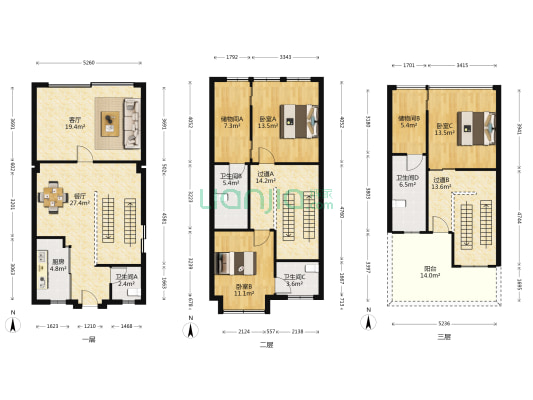 高尔夫庄园国宾墅 3室2厅4卫 258平方