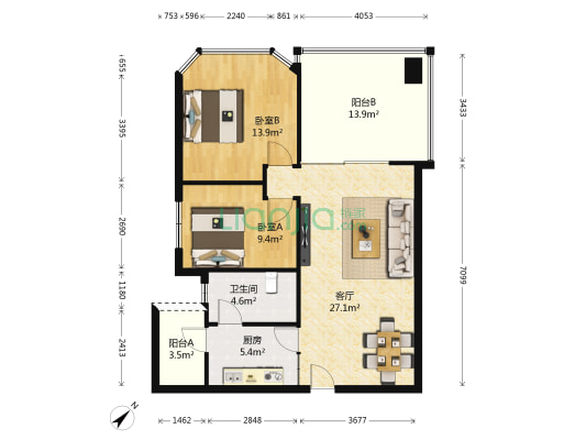 锦绣江山 2室1厅1卫 94平方