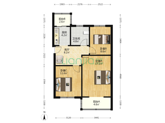 义井街16号 3室1厅1卫 77平方