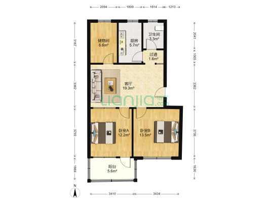 东都小区 2室1厅1卫 86平方
