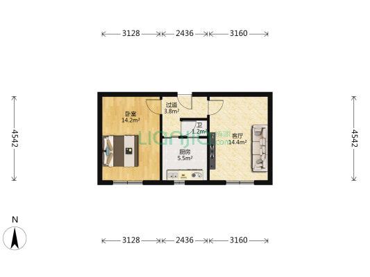 甘肃省保育院家属院 1室1厅1卫 44平方