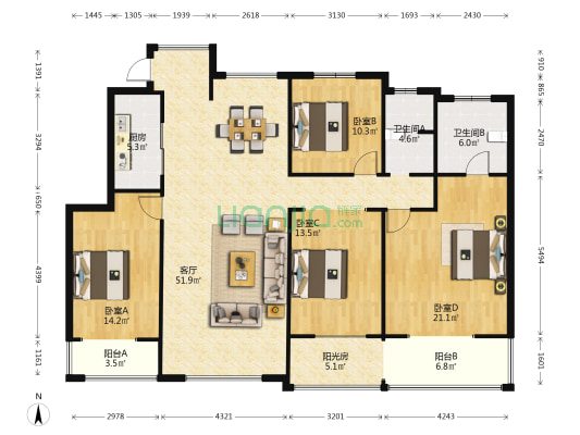 银基誉府 4室1厅2卫 138平方