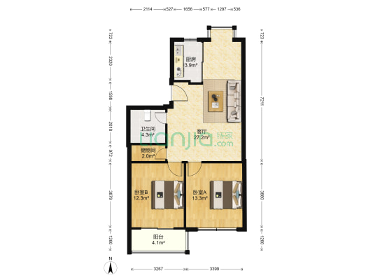 凌云花苑 2室1厅1卫 85平方