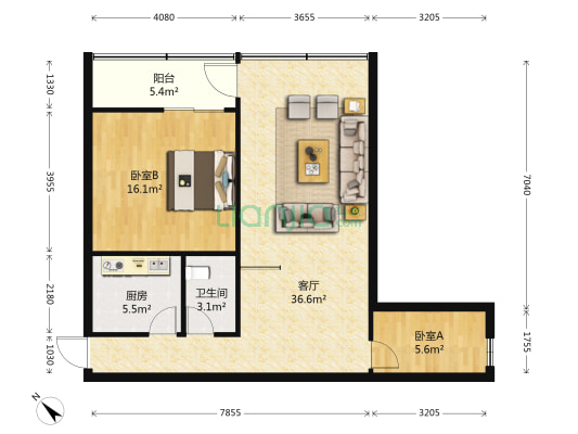 兴隆街69号 2室1厅1卫 87平方