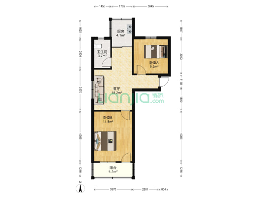 朱方路92号 2室1厅1卫 65平方