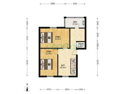 竹雅巷11号 2室1厅1卫 61平方