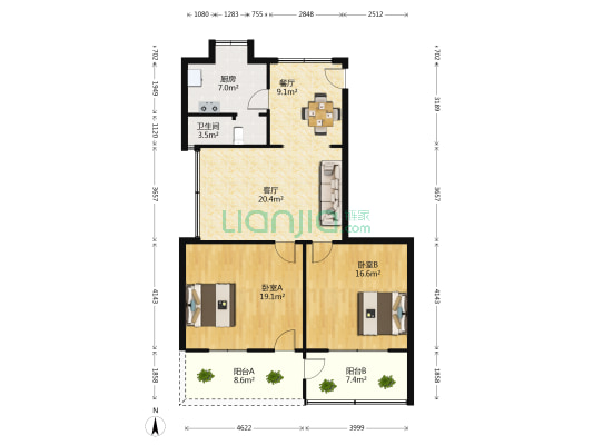 市场北巷 2室2厅1卫 100平方