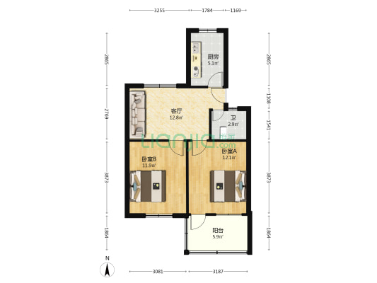外洋路3号 2室1厅1卫 63平方