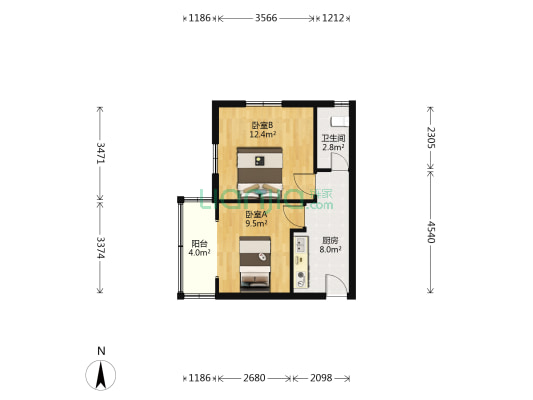 华阳路298弄 2室0厅1卫 43平方