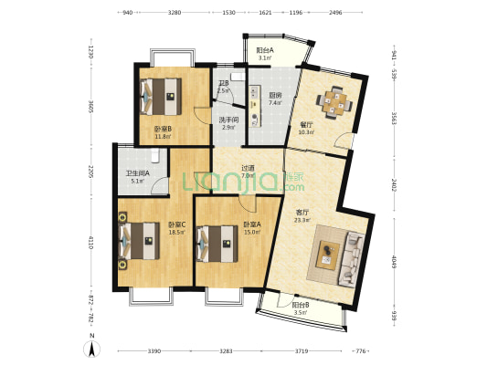 平盛苑 3室2厅3卫 146平方
