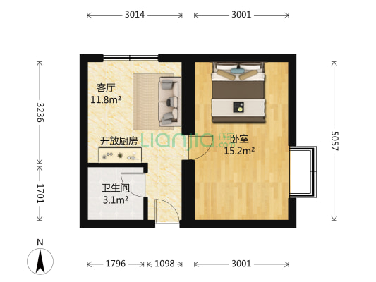 安平里胡同 1室1厅1卫 40平方