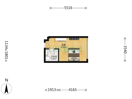 宇龙广场 1室0厅1卫 32平方