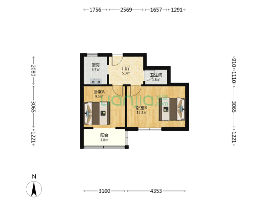 商邱路 2室0厅1卫 46平方