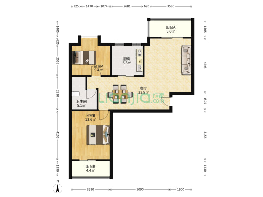 福地华庭 2室1厅1卫 99平方