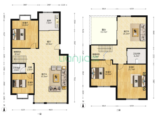 名仕苑 4室3厅2卫 206平方