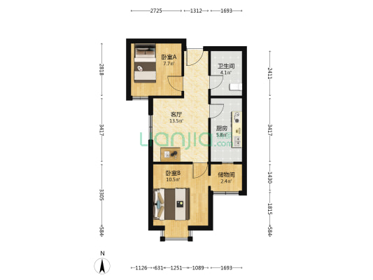 博鑫青年城A区 2室1厅1卫 65平方