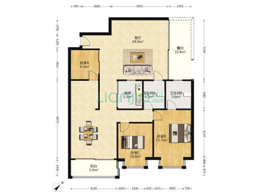 海景花园(金湾区) 3室1厅2卫 138平方