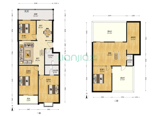 太矿西苑小区南区 4室2厅3卫 132平方