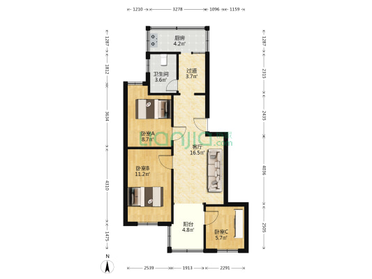 胥新街13号 3室1厅1卫 74平方