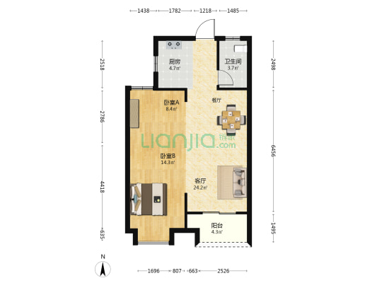 阳光城悠澜郡(二区) 2室1厅1卫 75平方