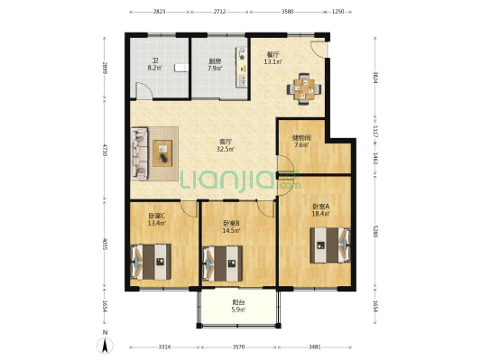 绮山路127弄 3室2厅1卫 141平方
