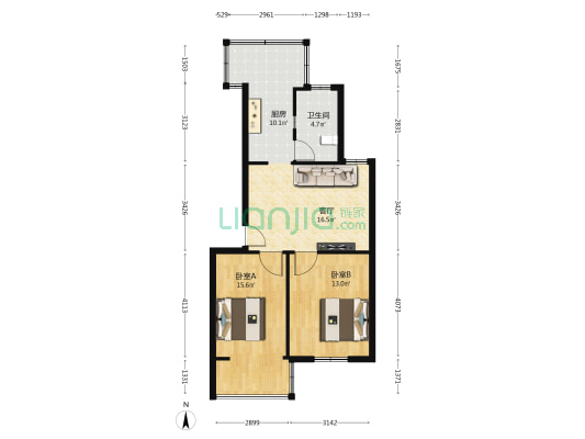 检察院宿舍 2室1厅1卫 69平方