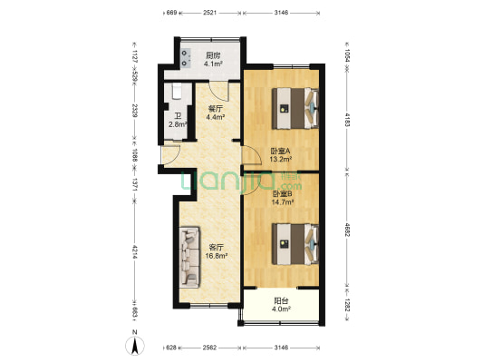 升平路30号 2室2厅1卫 84平方