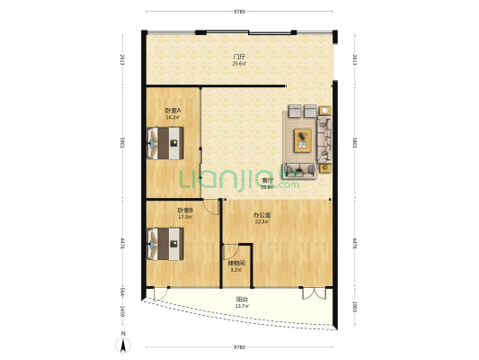 环球中心 3室1厅0卫 171平方