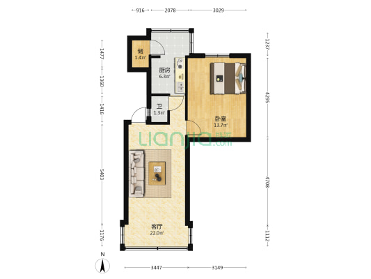 篆塘路91号 1室1厅1卫 45平方