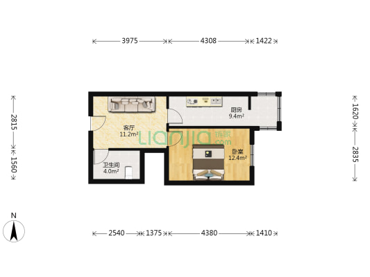 百福园 1室1厅1卫 50平方
