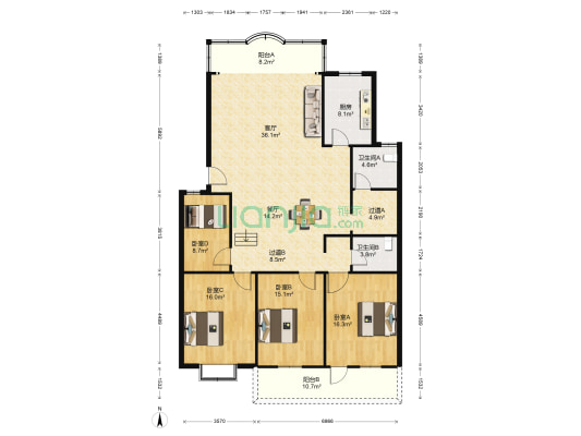 民警小区（湖边小区） 4室2厅2卫 165平方