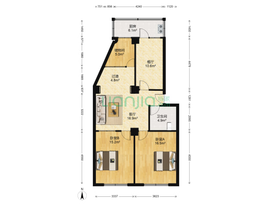 府东家园 2室2厅1卫 104平方