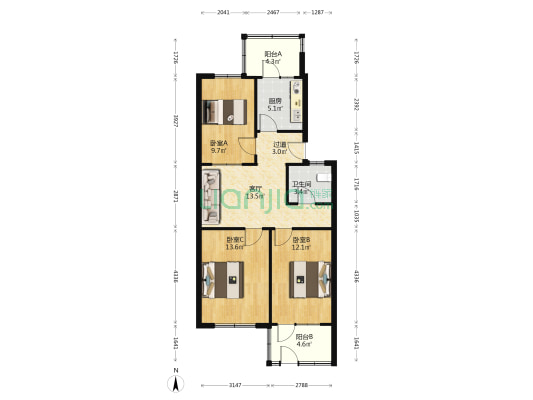 新合街45号 3室1厅1卫 80平方