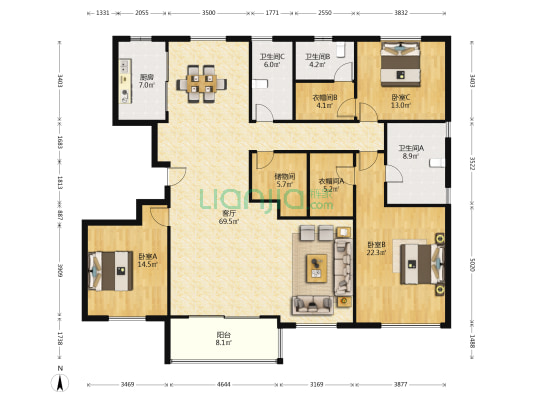 仁恒江湾世纪润园 3室1厅3卫 202平方