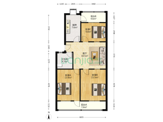 新华书店家属楼 3室1厅1卫 82平方