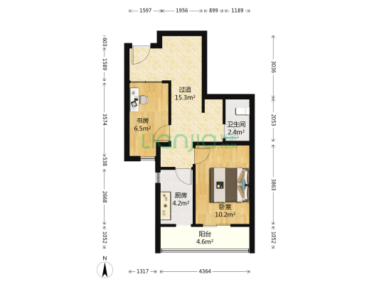 星光国际 2室0厅1卫 63平方