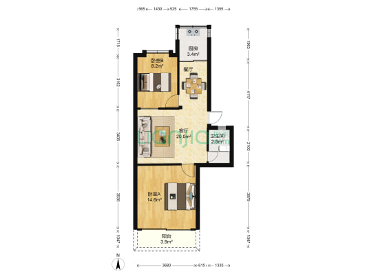 古城小区 2室1厅1卫 69平方