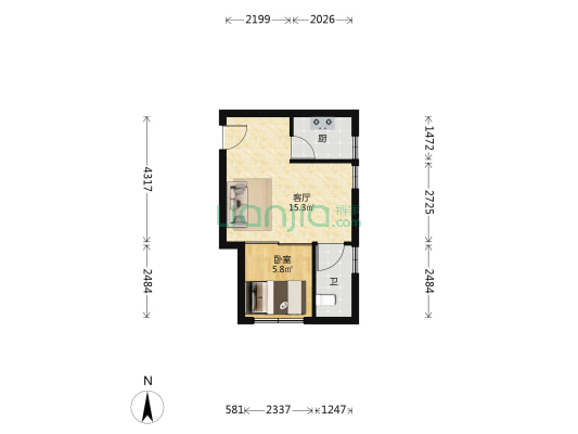 青鸟世纪 1室1厅1卫 41平方