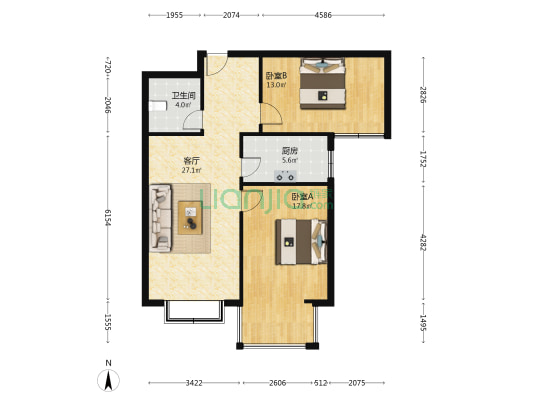 彩虹城A区 2室1厅1卫 90平方