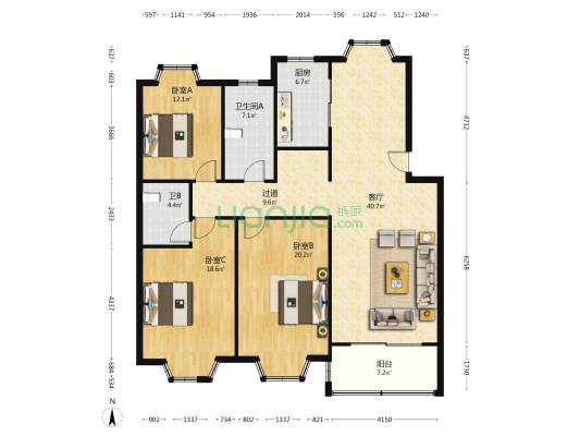 沙溪镇塔桥公寓 3室1厅2卫 140平方