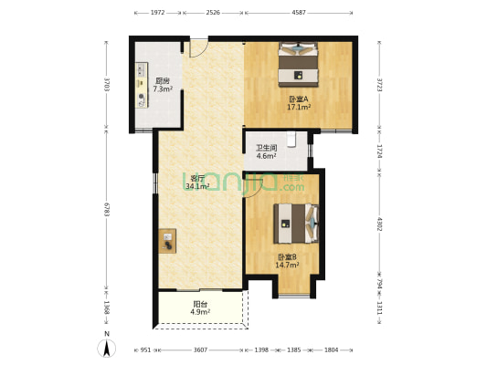 城投秀水青城 2室1厅1卫 106平方