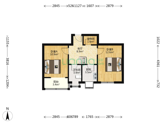 政通路59号院 2室1厅1卫 54平方