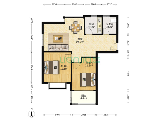 翔黄雅苑 2室1厅1卫 84平方