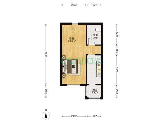书香人家 1室0厅1卫 48平方