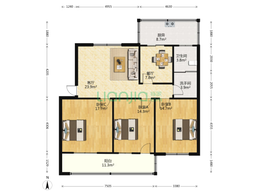 动检站家属院 3室2厅2卫 123平方