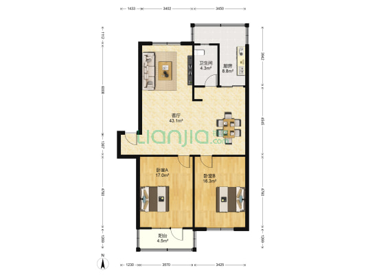 宏达公寓 2室1厅1卫 117平方