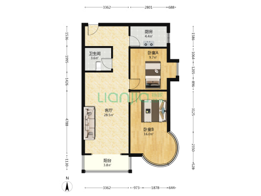 房本满五唯一 交通配套齐全 出门永济便民市场-户型图