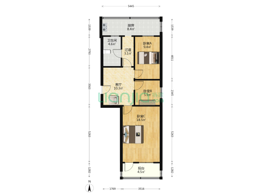 煤监局大营盘宿舍小区 3室1厅1卫 74平方